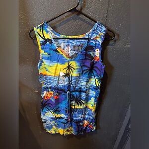 Palmwave Hawaii Tropical Print Sleeveless Dress Size Medium